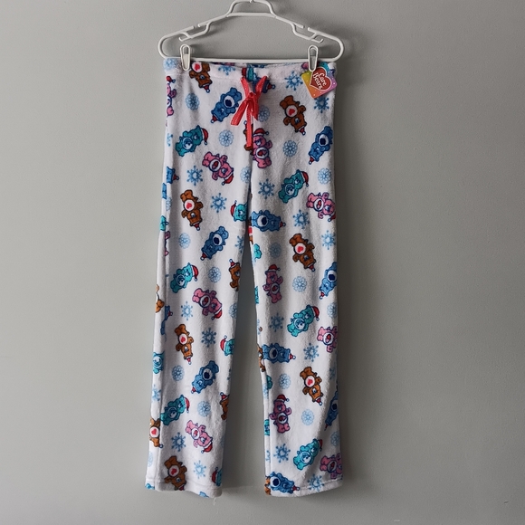 NEW Care Bears Christmas Fleece Pajama Pants Drawstring White Pink Blue Medium - Picture 12 of 12